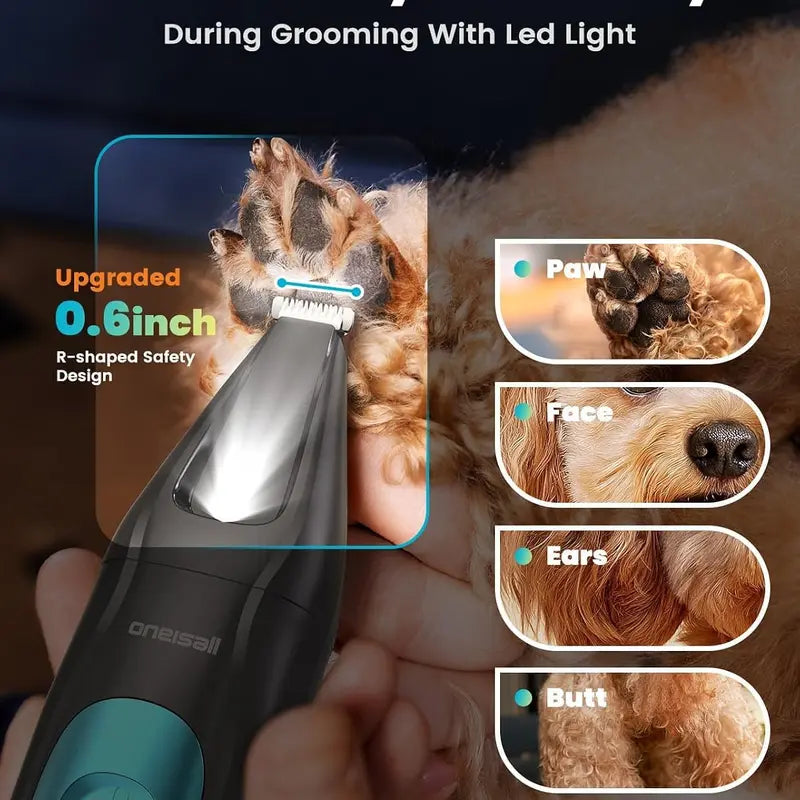Professional 4-In-1 Dog Grooming Kit with LED Light