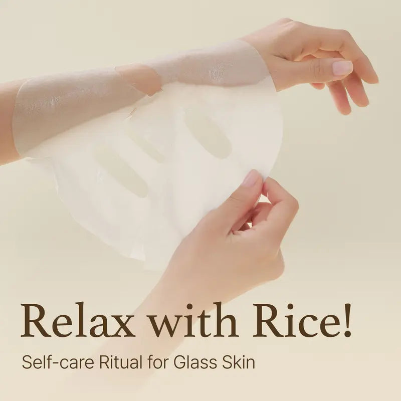 [I'M from Official Shop] Rice Sheet Mask Pack of 5, 60% Korean Rice Face Mask, Creamy Hydration for Dry, Combination Skin, Moist, Milky Essence, Biodegradable, Vegan, Hydrating Skincare, Skin Repair Moisturizer Nourishing Hydrate Moisturizing