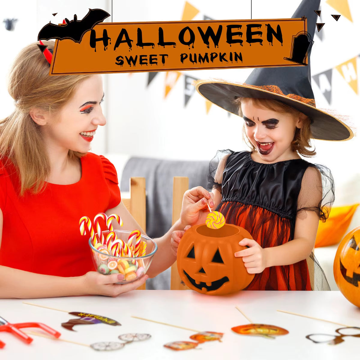 Pumpkin Candy Bucket Trending Portable Treat Bag Bestseller Spooky Trick or Treat Holder Halloween Candy Buckets and Candy Bags