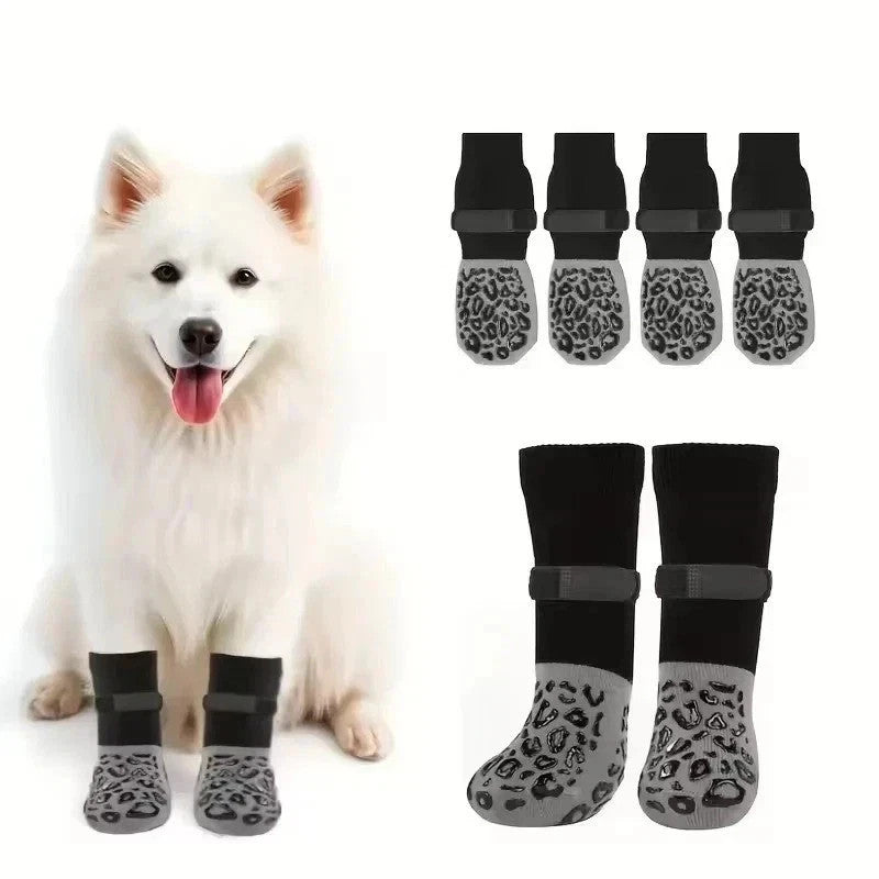 4-Pack Anti-Slip Dog Socks with Strong Grip Paw Protection for Pets