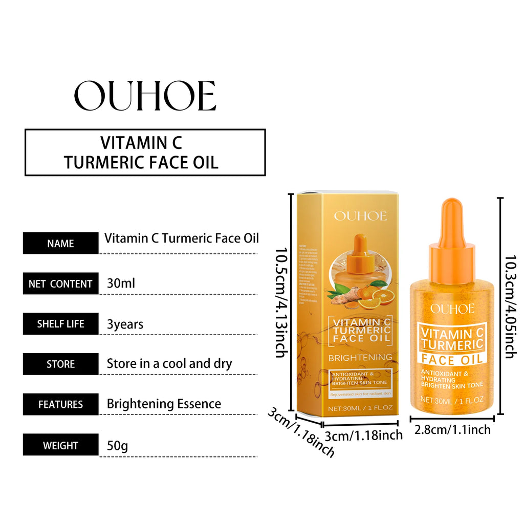 Vitamin C Turmeric Face Oil Hydrating Brightening Skin Texture