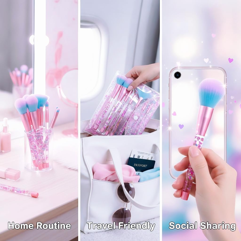 Unicorn Fan Makeup Brush Set Eye Shadow Eyebrow Eye Blender Brush in Set
