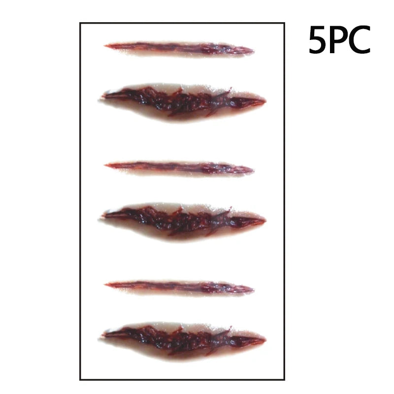 5/10Pcs Halloween Scar Temporary Tattoo Stickers Red Blood Clot Face Tattoo Waterproof Cosplay Gifts for Men Women Party Decor