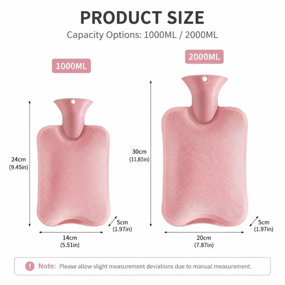 1000Ml/2000Ml Hot Water Bottle with Faux Rabbit Fur Cover Leak-Proof Warm Water Bag Explosion-Proof Warm Compress Heater