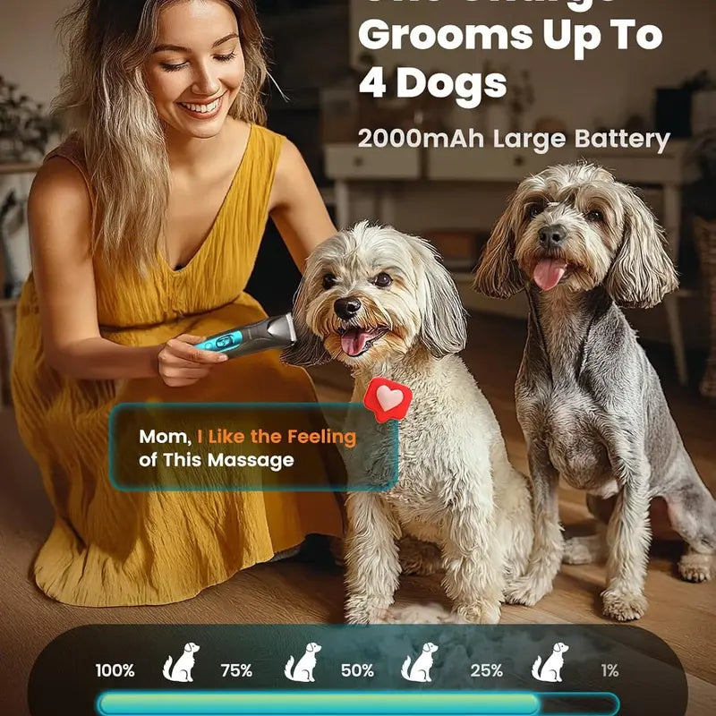 Professional 4-In-1 Dog Grooming Kit with LED Light