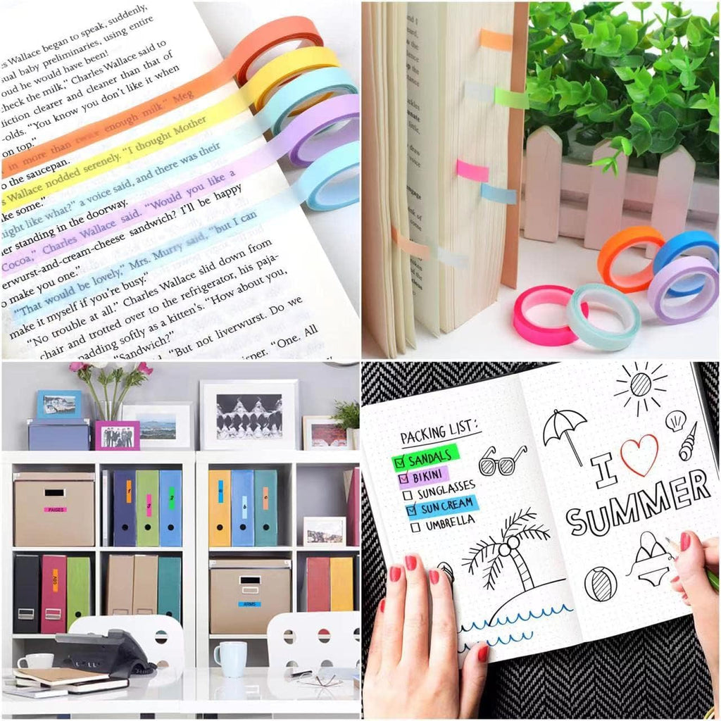 10 Rolls Colorful Highlighter Tape