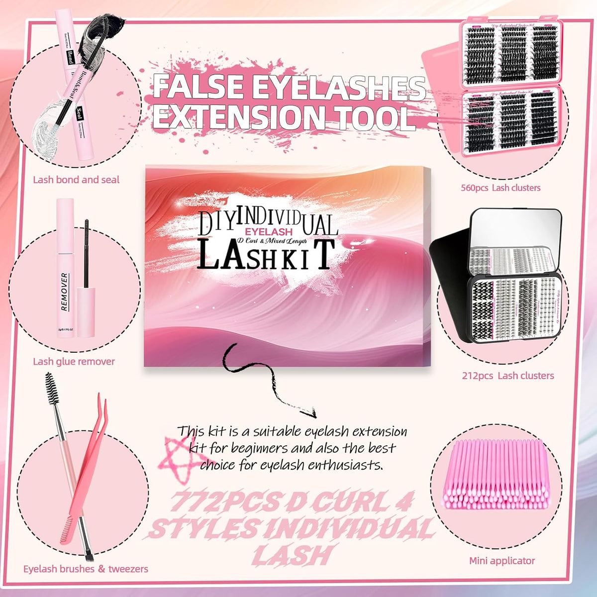 DIY Lash Extension Kit 772Pcs 