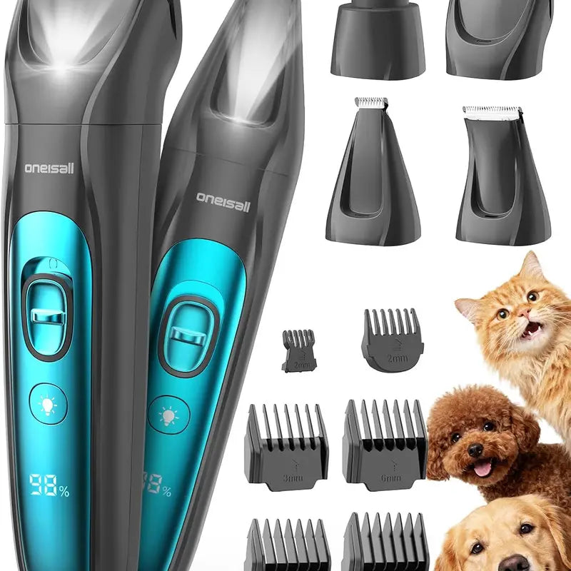 Professional 4-In-1 Dog Grooming Kit with LED Light