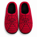 Halloween Red Spider Web Plush Slippers, Thickened Quiet Indoor Cotton Slippers for Couples, House Shoes, Thick Sole Warm Indoor Slippers