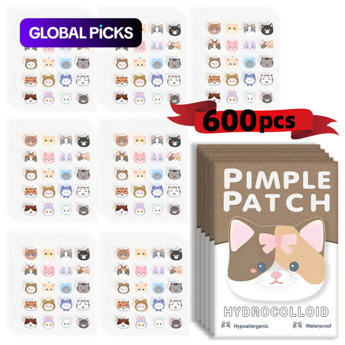 600Pcs Hydrocolloid Acne Patches, Acne Pimple Patch, Daily Covering Stickers for Face & Skin Care, Swollen Acne Removal Products, Single Pack #GLOBAL PICKS