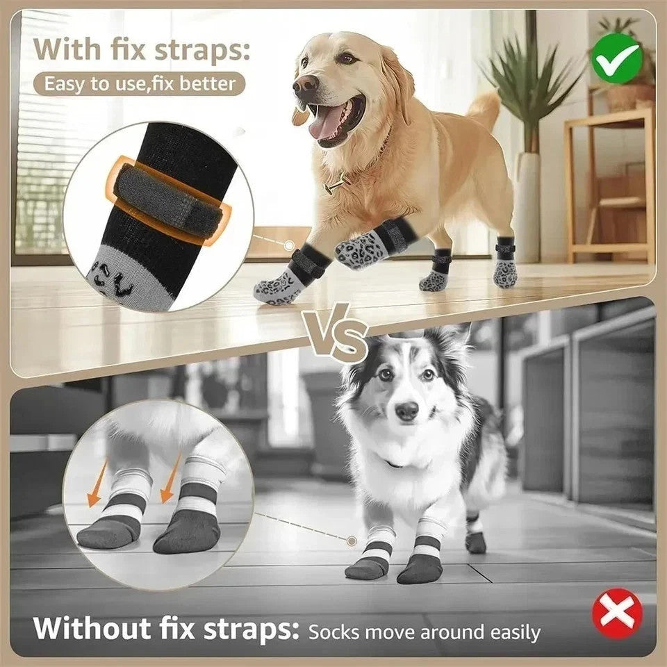 4-Pack Anti-Slip Dog Socks with Strong Grip Paw Protection for Pets