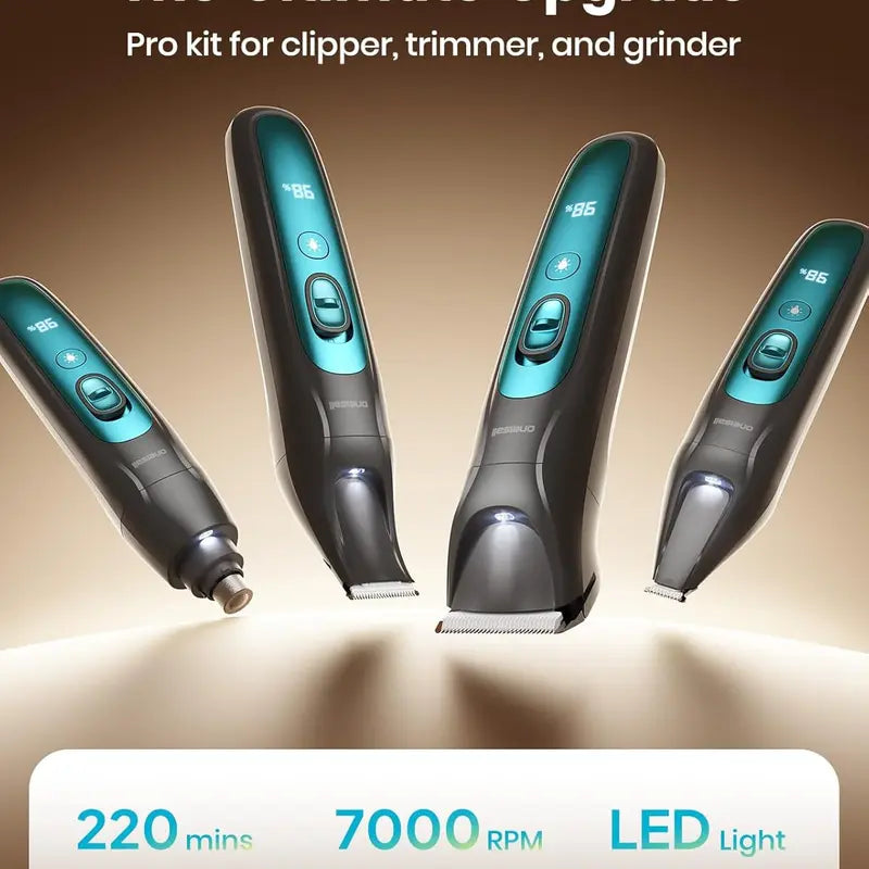 Professional 4-In-1 Dog Grooming Kit with LED Light