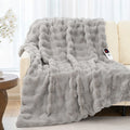 Electric Throw Blanket 50"X60", Faux Fur Heated Throw, 6 Heating Levels, 4 Hours Timer, Gray