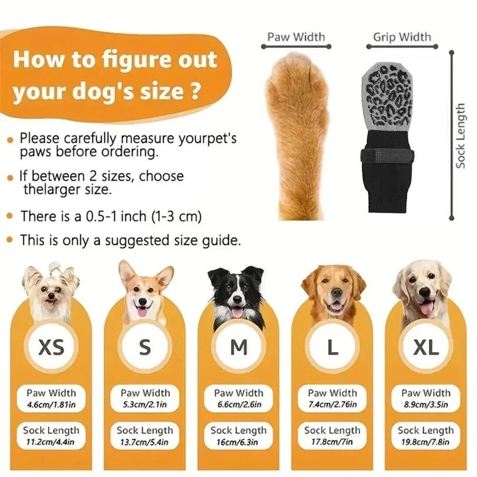4-Pack Anti-Slip Dog Socks with Strong Grip Paw Protection for Pets