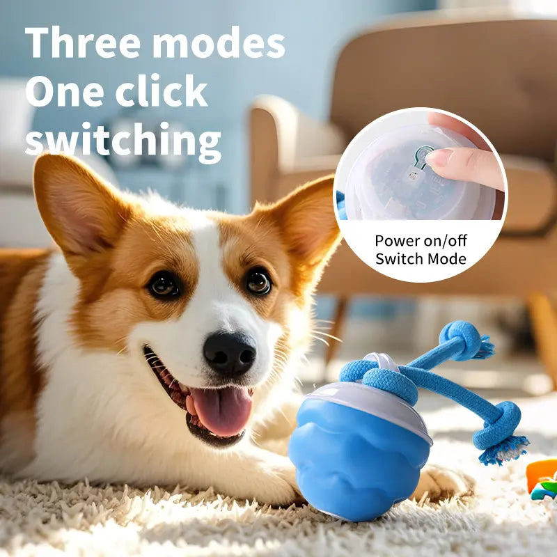 Blue Rechargeable Smart Interactive Plastic Dog Ball Chaser Toy - 2H Charging, Rapid Rolling, Self-Moving, Touch Activation, USB Cable Included, All Seasons, Reduces Barking, Boosts Self-Entertainment & Physical and Mental Exercises