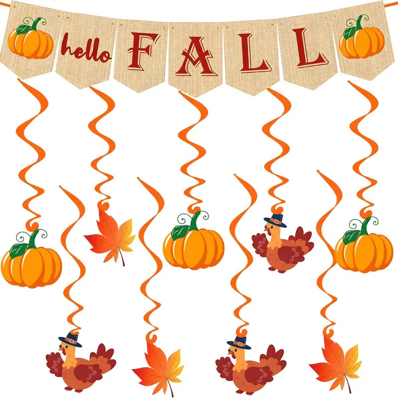 Halloween Party Decorations - Hanging Swirls Happy Halloween Banner | Spooky Pumpkin Ghost Bat Swirl Streamers | Halloween Party Favors Supplies Accessories for Home Wall Party Decor Outdoor Indoor