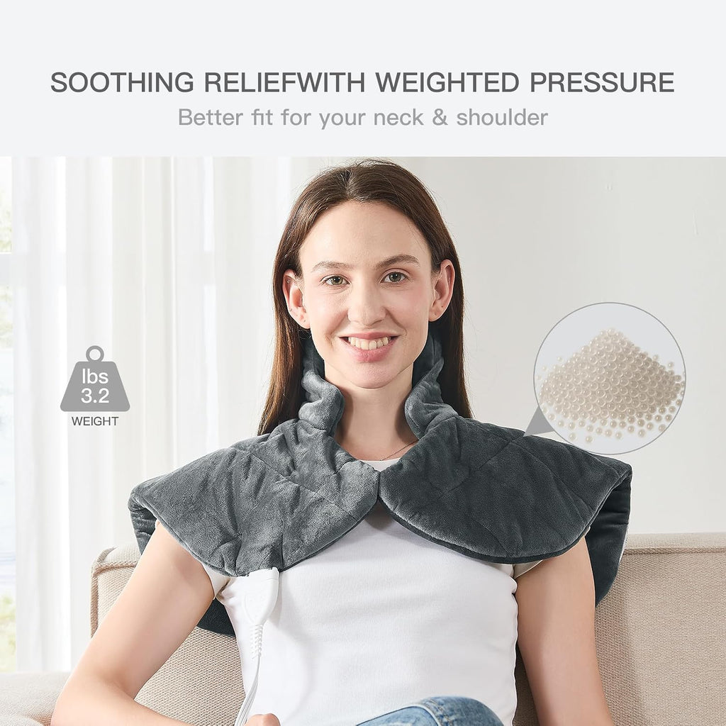 Weighted Heating Pad for Neck, Shoulder & Back Pain Relief FSA Eligible HSA